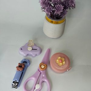 Cute Stationery Set – 4 Pcs (Scissors, Cutter, Nail Clipper & Measuring Tape)