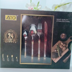 AYD Premium 24-Piece Silver Cutlery Set – Elegant Stainless Steel Flatware Set for 6 Persons